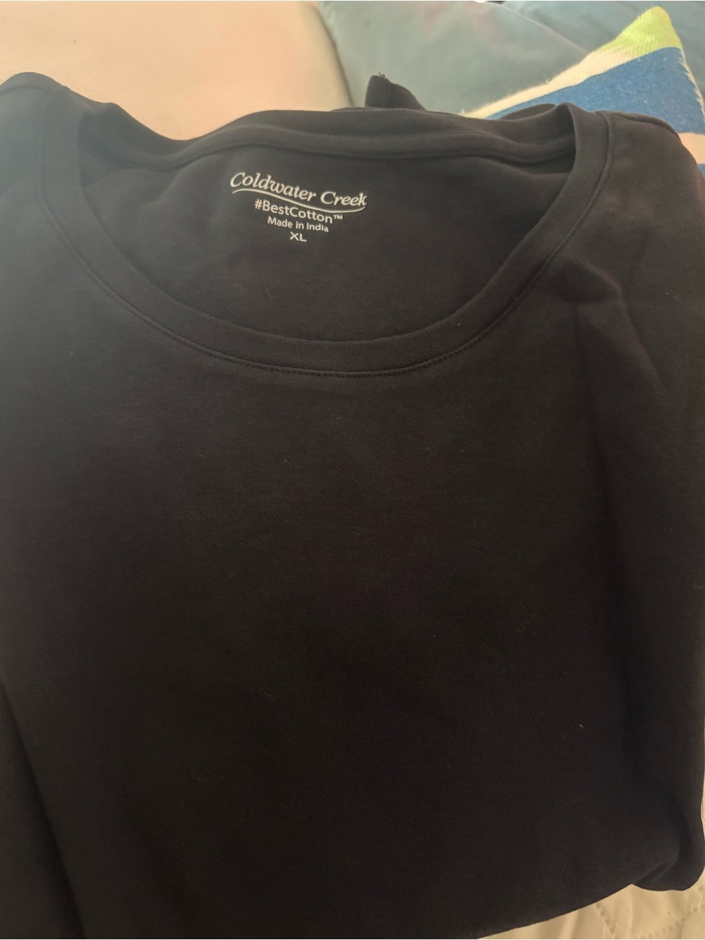 Coldwater Creek Black Cotton Tee NWOT